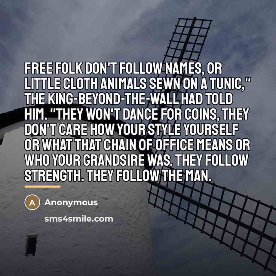 “Free folk don't follow names, or little cloth animals sewn…” quote by Anonymous