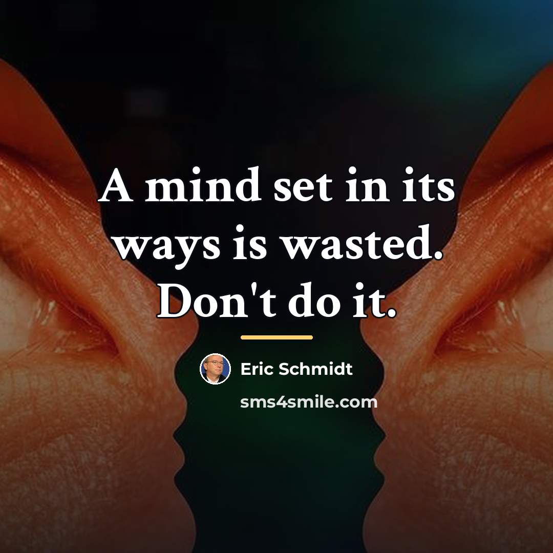 “A mind set in its ways is wasted. Don't do…” quote by Eric Schmidt