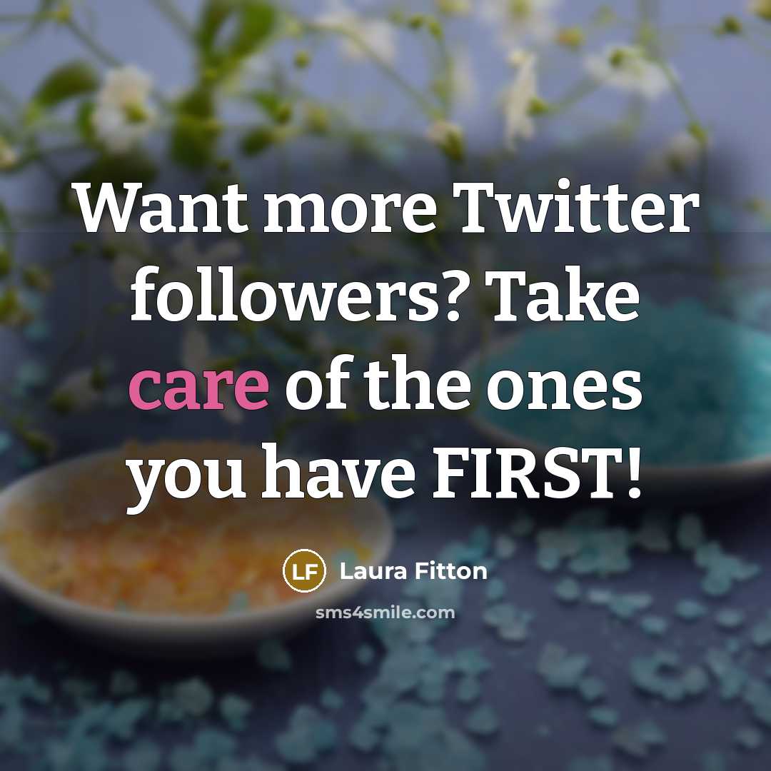“Want more Twitter followers? Take care of the ones you…” quote by Laura Fitton