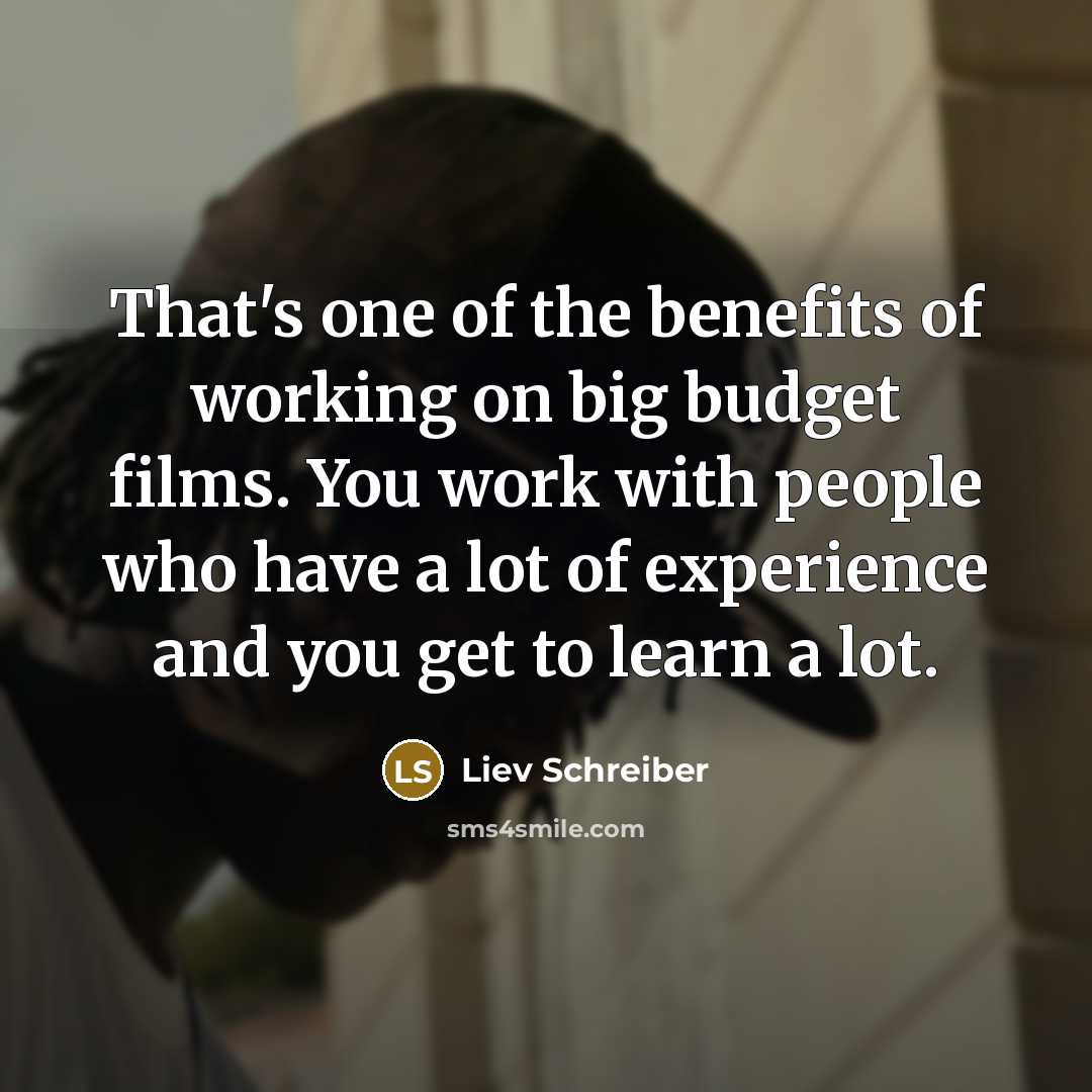 “That's one of the benefits of working on big budget…” quote by Liev Schreiber