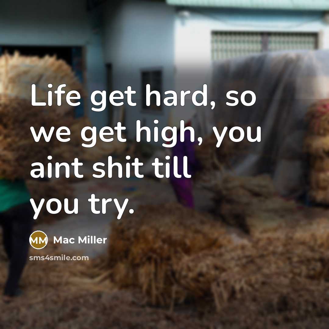 “Life get hard, so we get high, you aint shit…” quote by Mac Miller