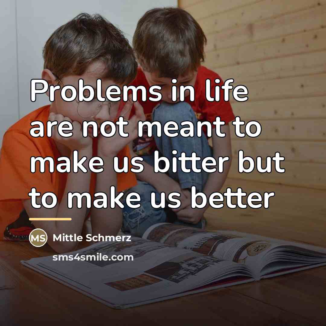 “Problems in life are not meant to make us bitter…” quote by Mittle Schmerz