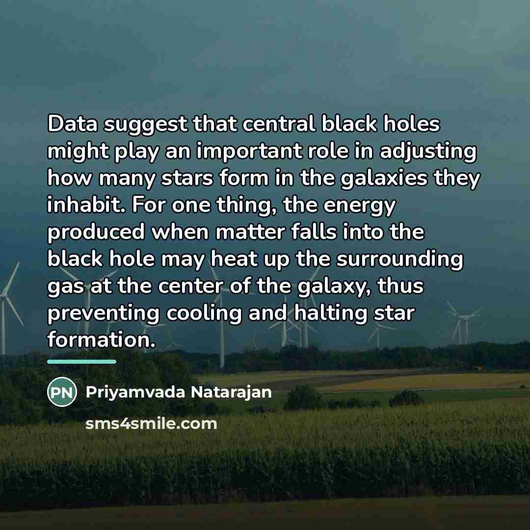 “Data suggest that central black holes might play an important…” quote by Priyamvada Natarajan