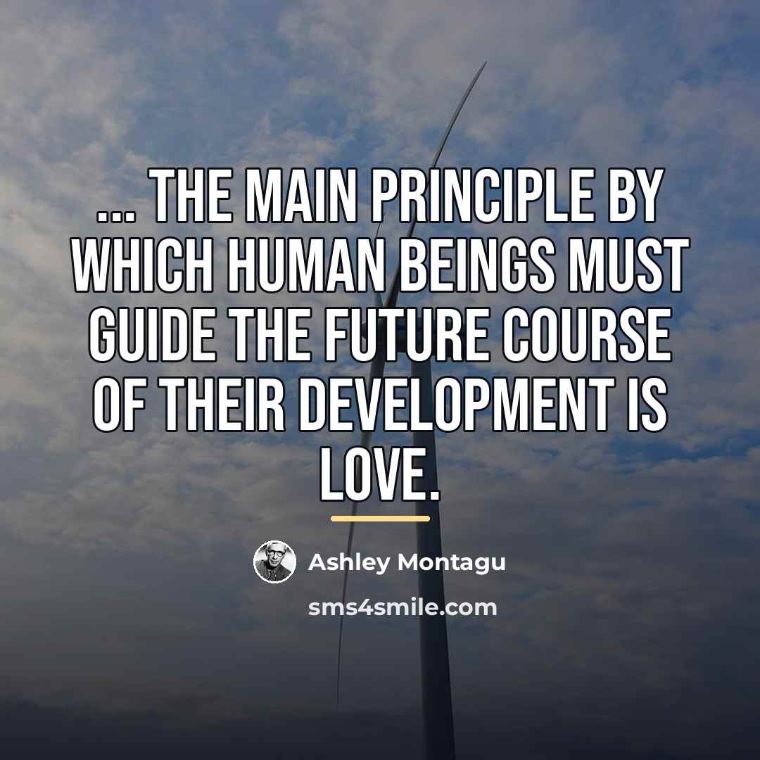 “... the main principle by which human beings must guide…” quote by Ashley Montagu