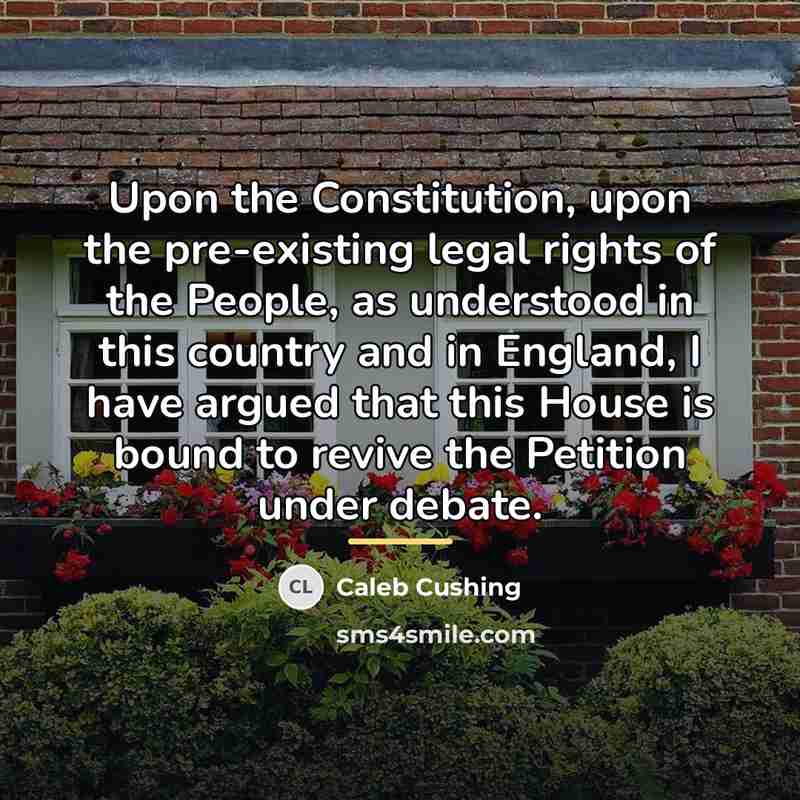 “Upon the Constitution, upon the pre-existing legal rights of the…” quote by Caleb Cushing