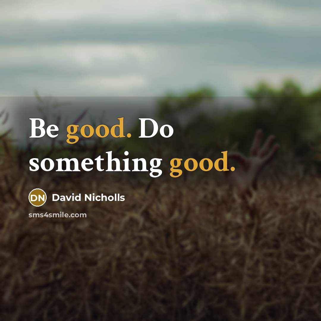 “Be good. Do something good.…” quote by David Nicholls