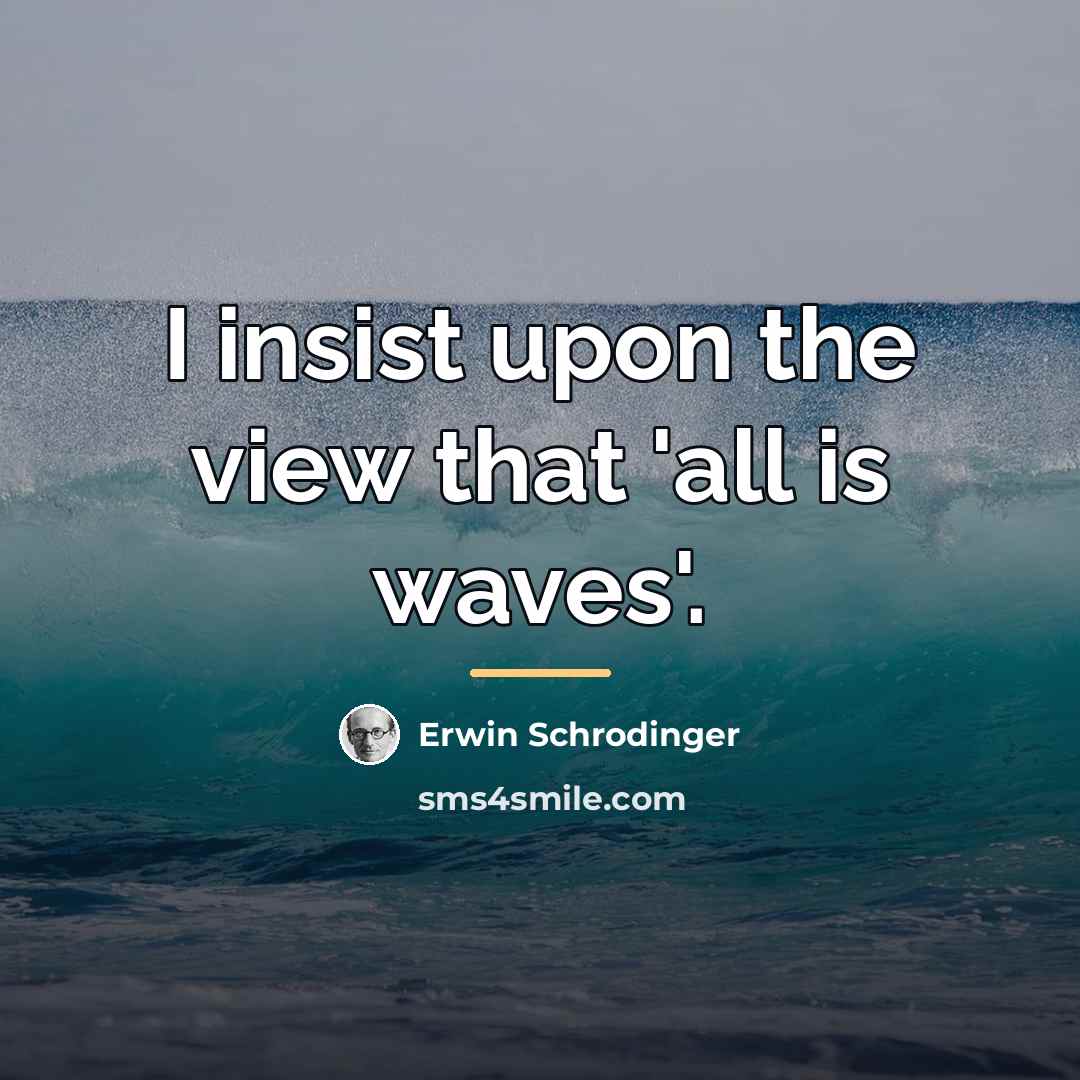 “I insist upon the view that 'all is waves'.…” quote by Erwin Schrodinger