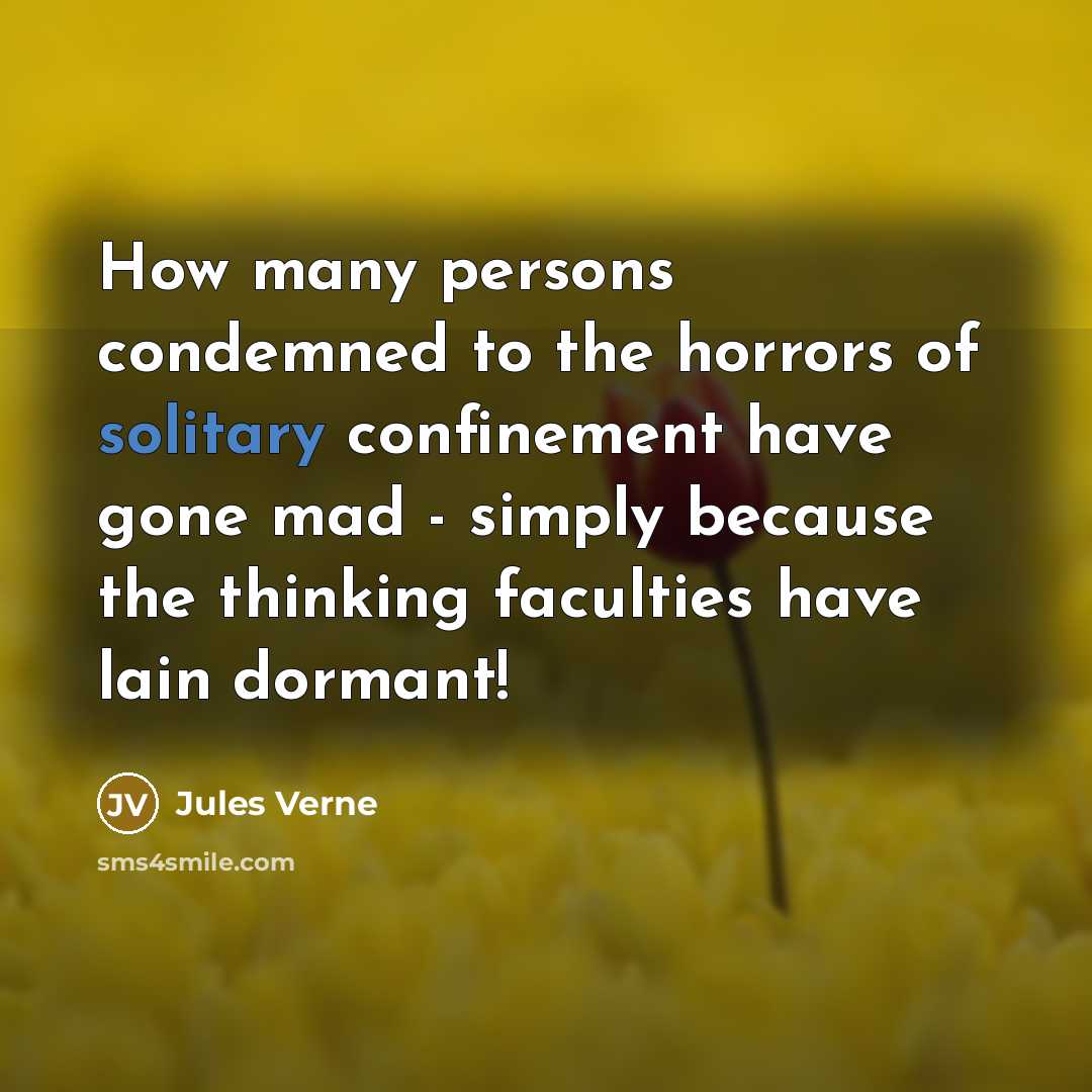 “How many persons condemned to the horrors of solitary confinement…” quote by Jules Verne