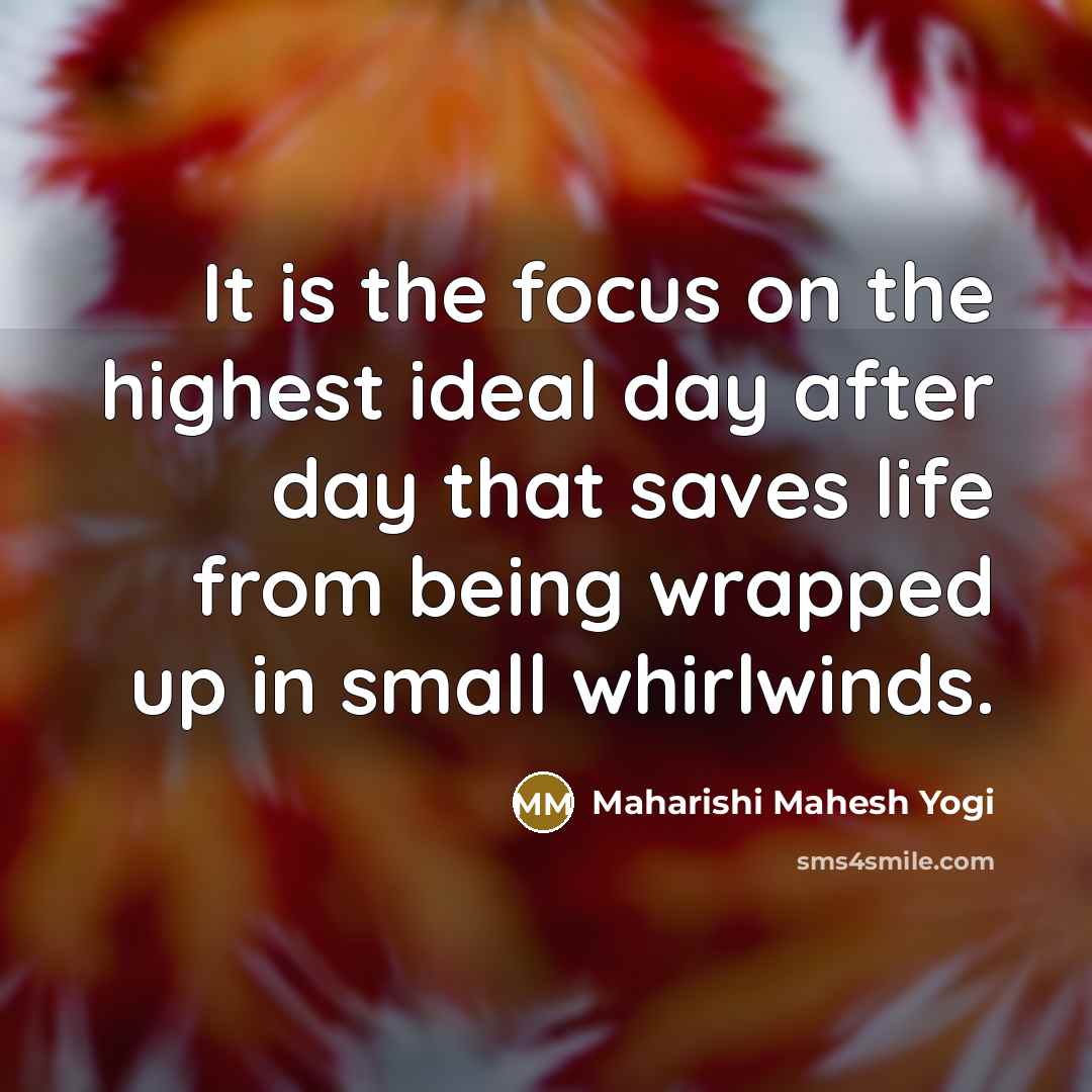 “It is the focus on the highest ideal day after…” quote by Maharishi Mahesh Yogi