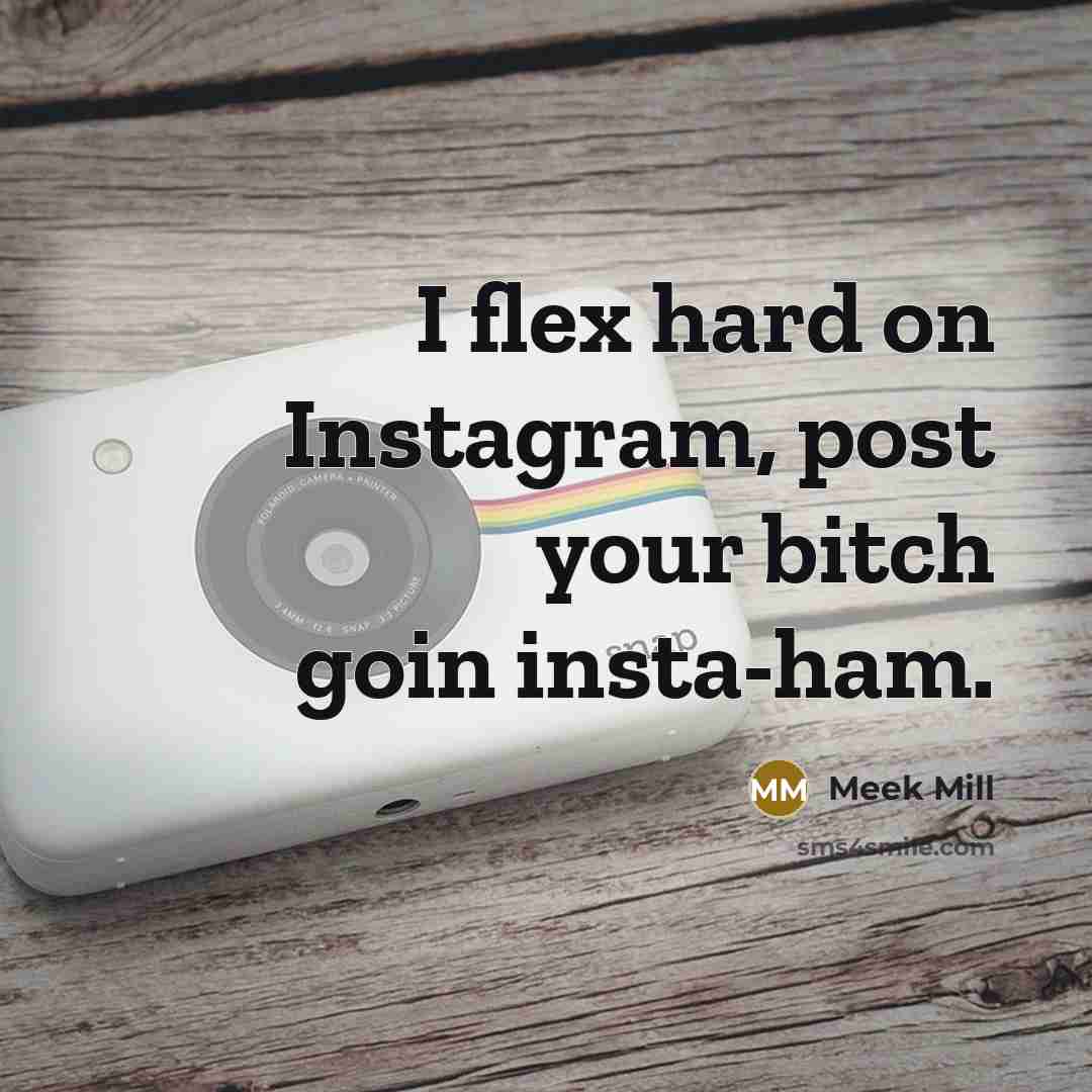 “I flex hard on Instagram, post your bitch goin insta-ham.” quote by Meek Mill
