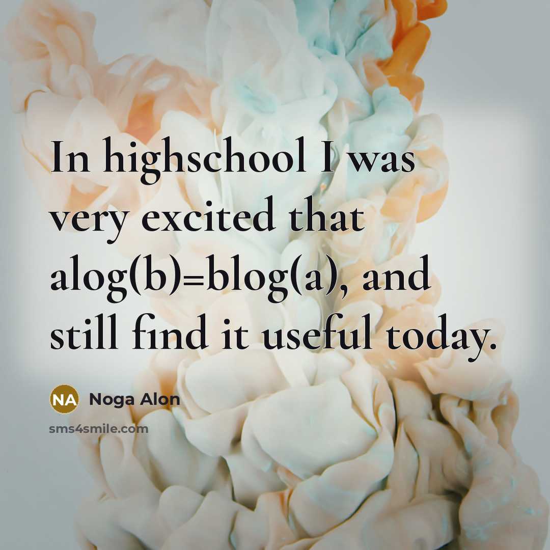 “In highschool I was very excited that alog(b)=blog(a), and still…” quote by Noga Alon