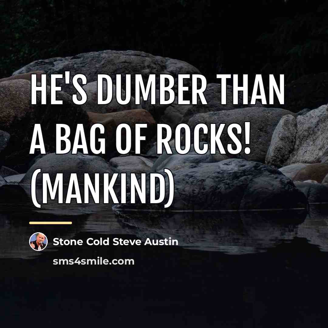 “He's dumber than a bag of rocks! (Mankind)…” quote by Stone Cold Steve Austin