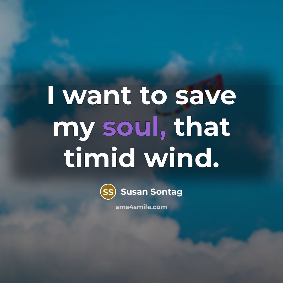 “I want to save my soul, that timid wind.…” quote by Susan Sontag