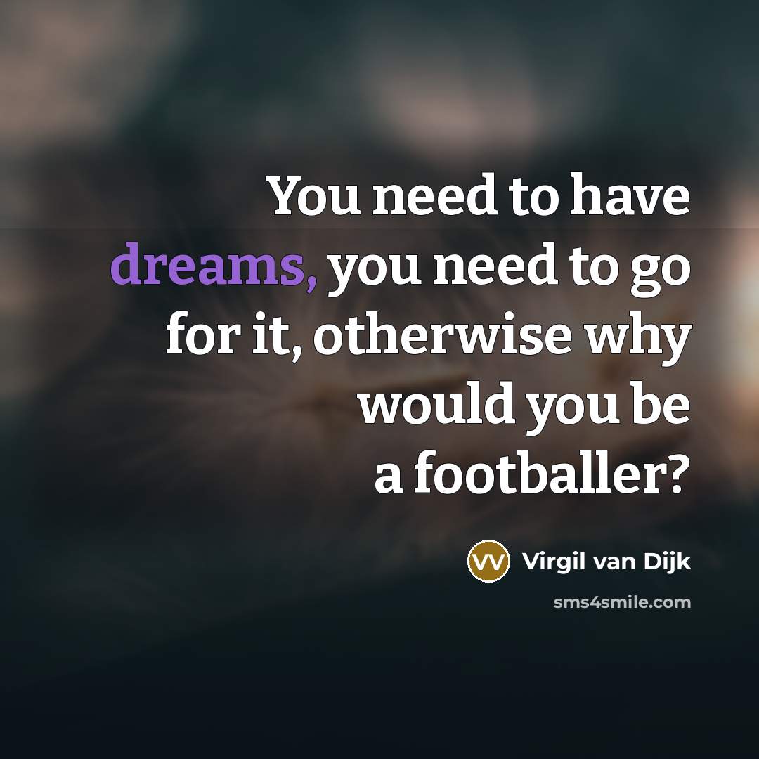 “You need to have dreams, you need to go for…” quote by Virgil van Dijk