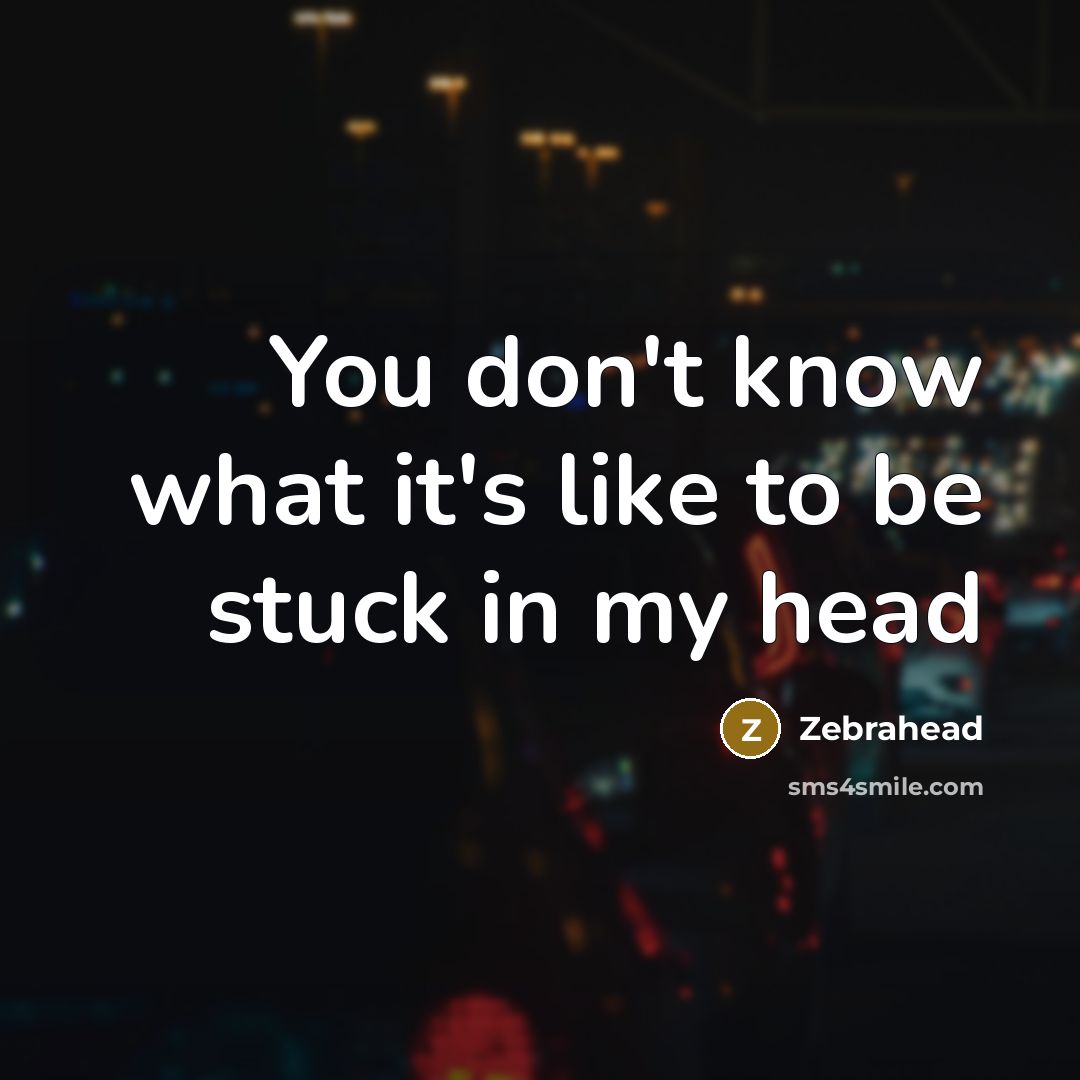 “You don't know what it's like to be stuck in my head” quote by Zebrahead