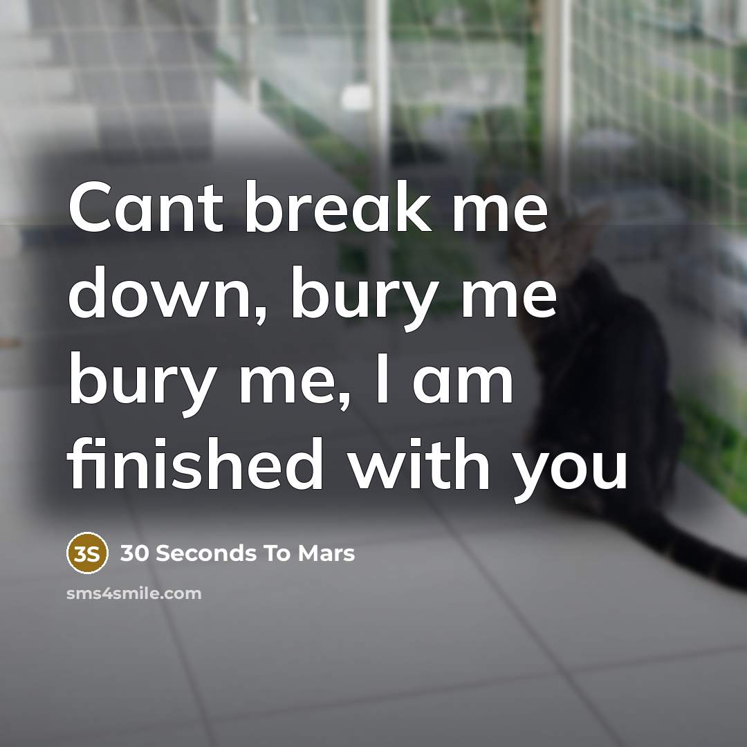 “Cant break me down, bury me bury me, I am…” quote by 30 Seconds To Mars