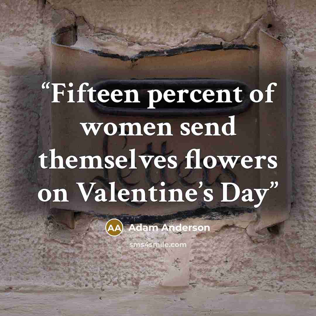 “Fifteen percent of women send themselves flowers on Valentine’s Day” quote by Adam Anderson