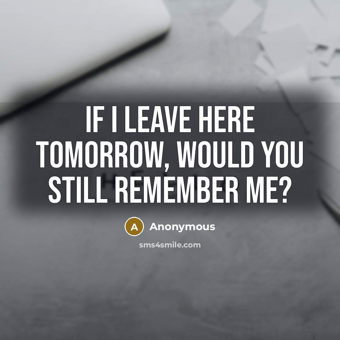 “If I leave here tomorrow, would you still remember me?…” quote by Anonymous