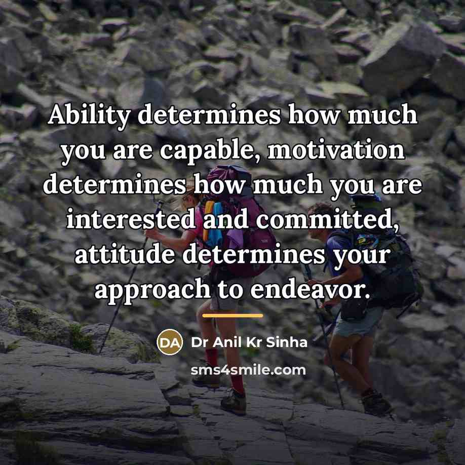 “Ability determines how much you are capable, motivation determines how…” quote by Dr Anil Kr Sinha