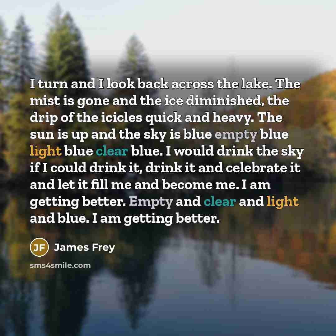 “I turn and I look back across the lake. The…” quote by James Frey
