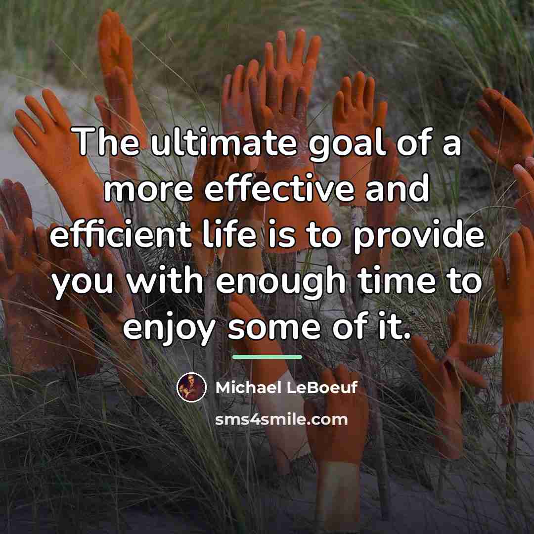 “The ultimate goal of a more effective and efficient life…” quote by Michael LeBoeuf