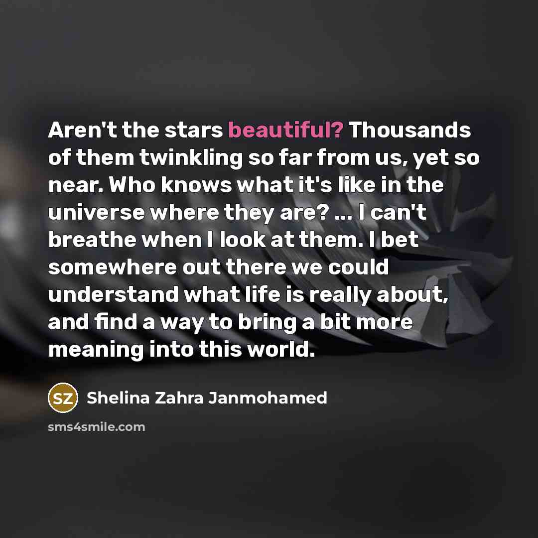 “Aren't the stars beautiful? Thousands of them twinkling so far…” quote by Shelina Zahra Janmohamed
