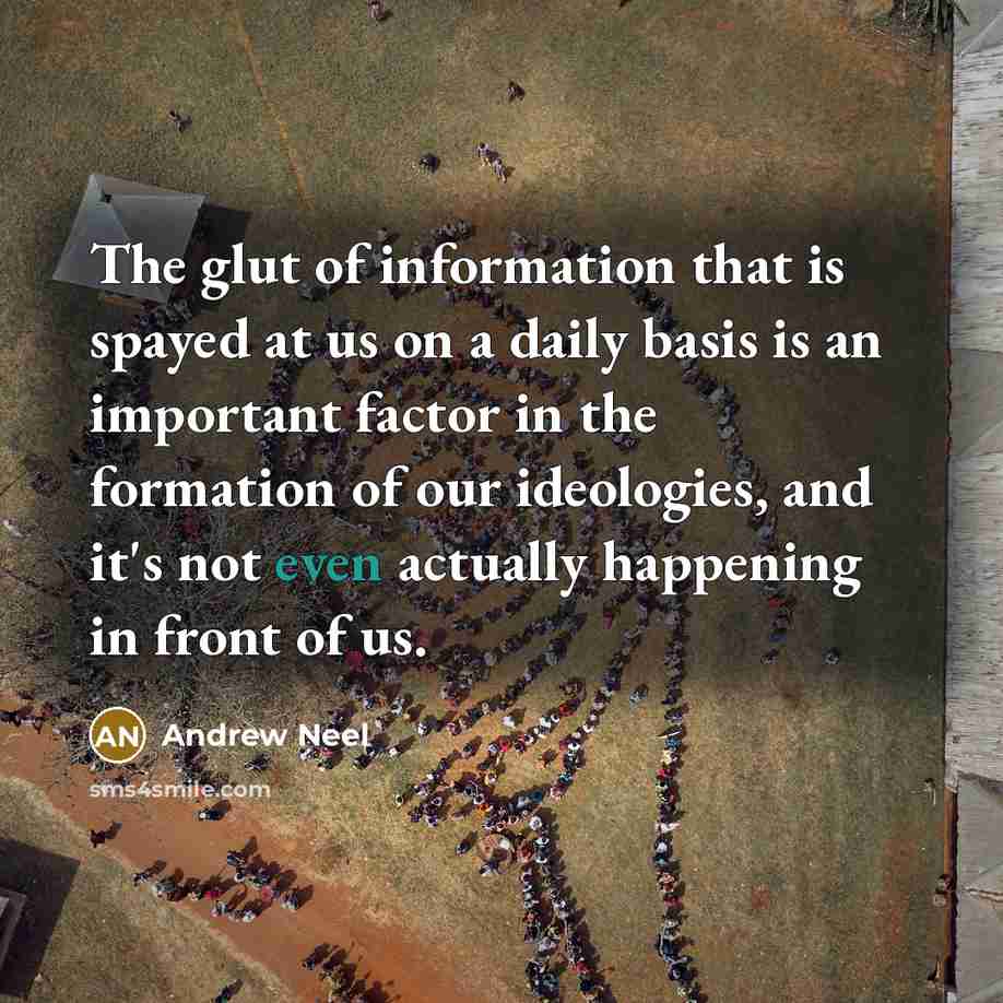 “The glut of information that is spayed at us on…” quote by Andrew Neel