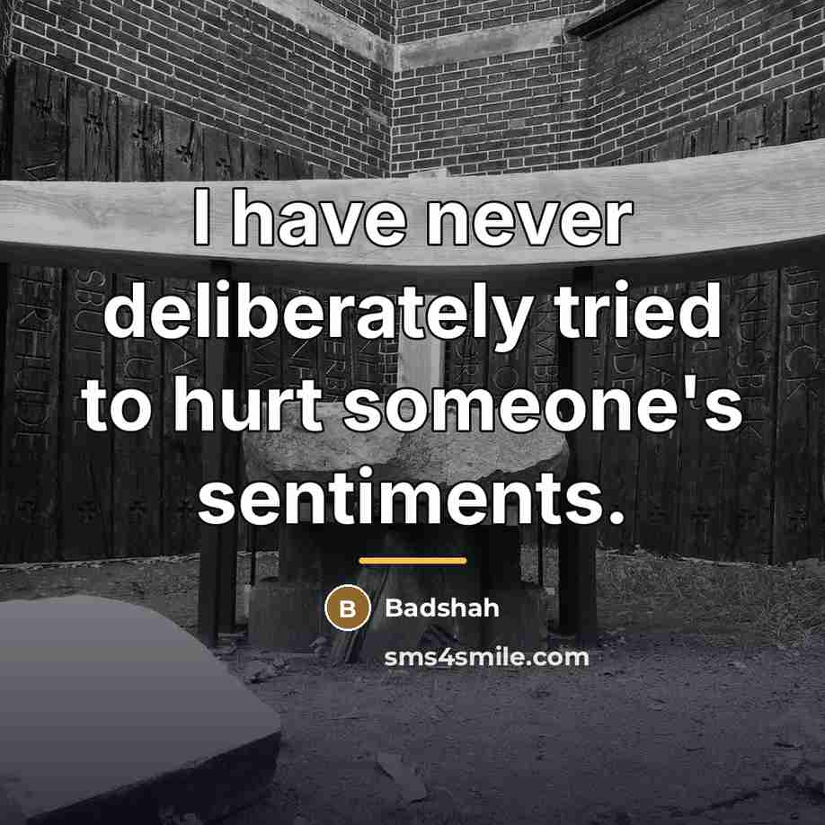 “I have never deliberately tried to hurt someone's sentiments.…” quote by Badshah