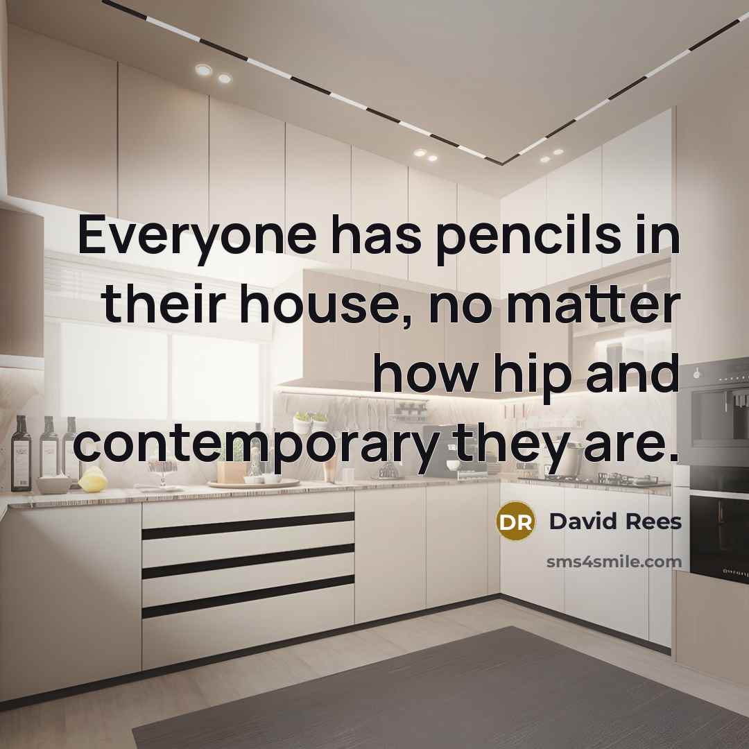 “Everyone has pencils in their house, no matter how hip…” quote by David Rees