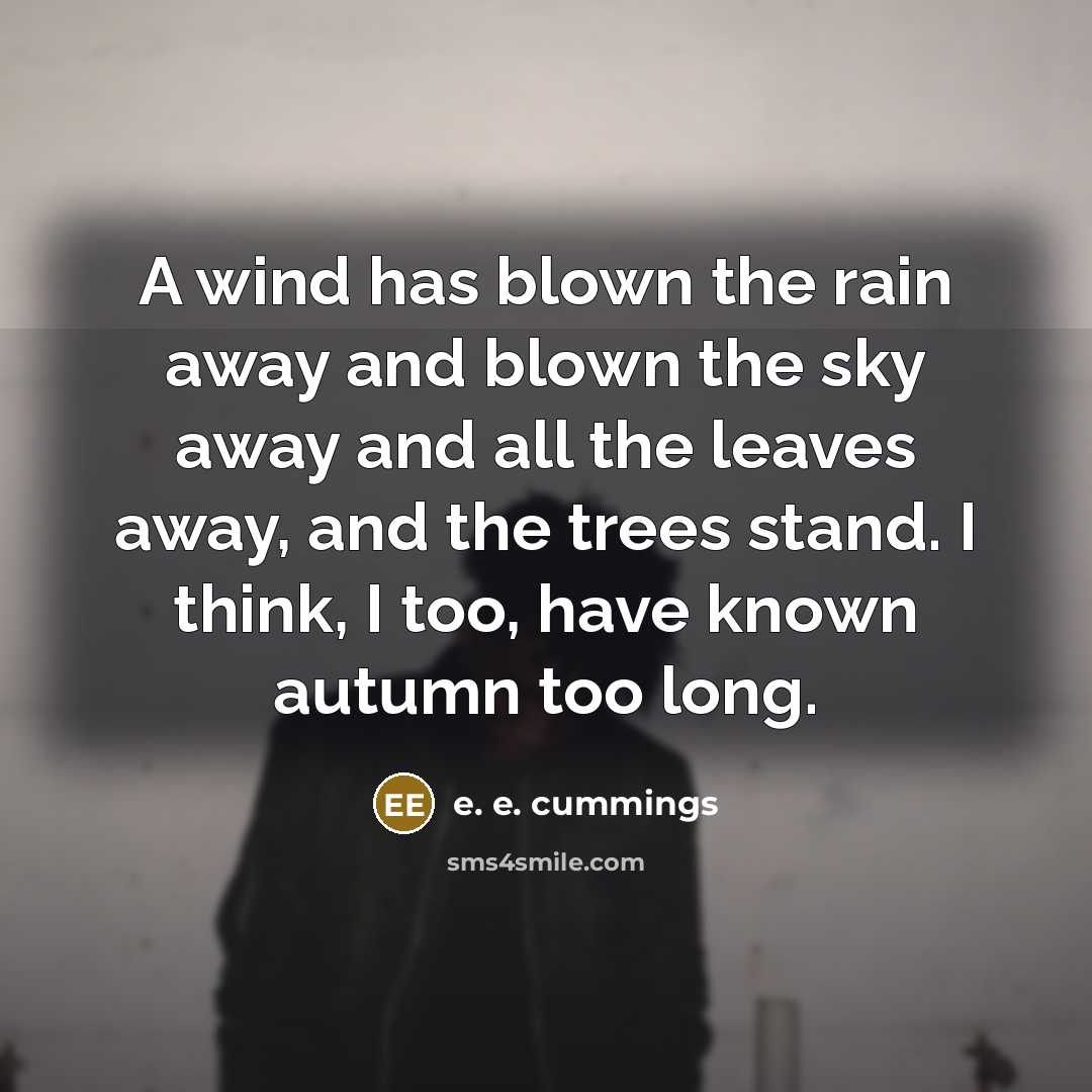 “A wind has blown the rain away and blown the…” quote by e. e. cummings