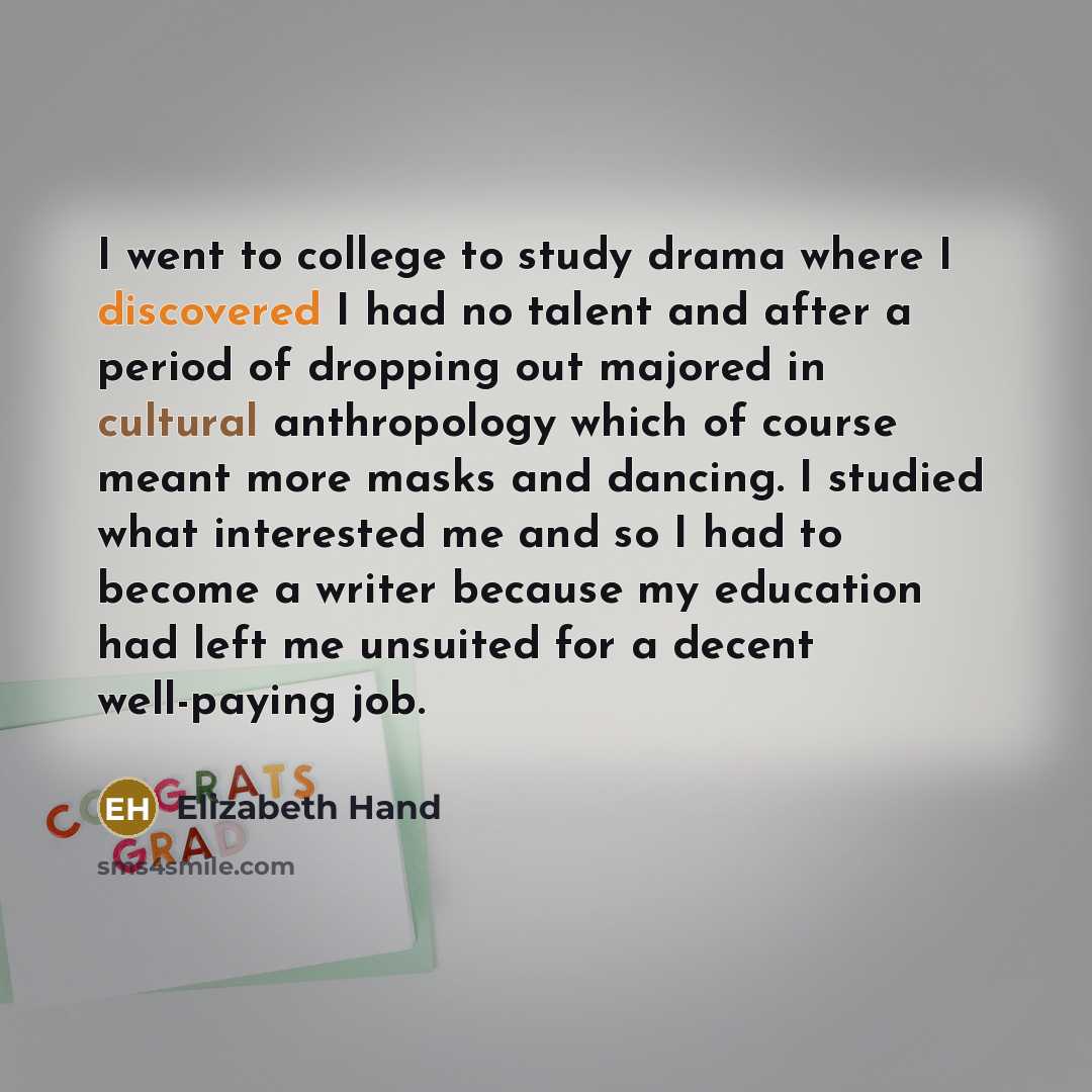 “I went to college to study drama where I discovered…” quote by Elizabeth Hand