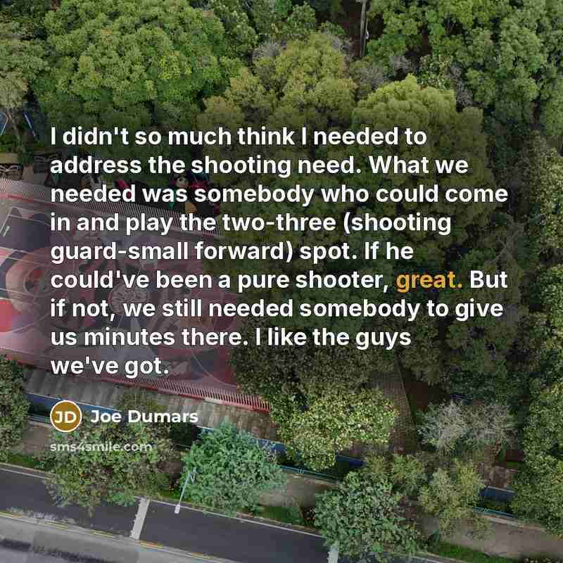 “I didn't so much think I needed to address the…” quote by Joe Dumars