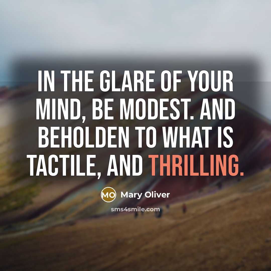 “In the glare of your mind, be modest. And beholden…” quote by Mary Oliver