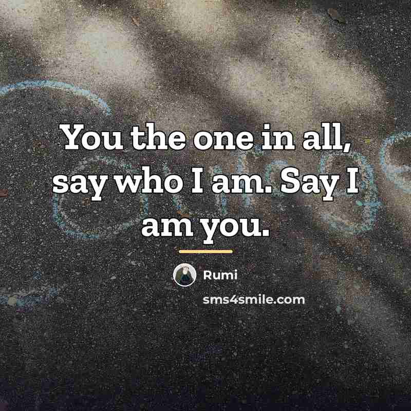 “You the one in all, say who I am. Say…” quote by Rumi