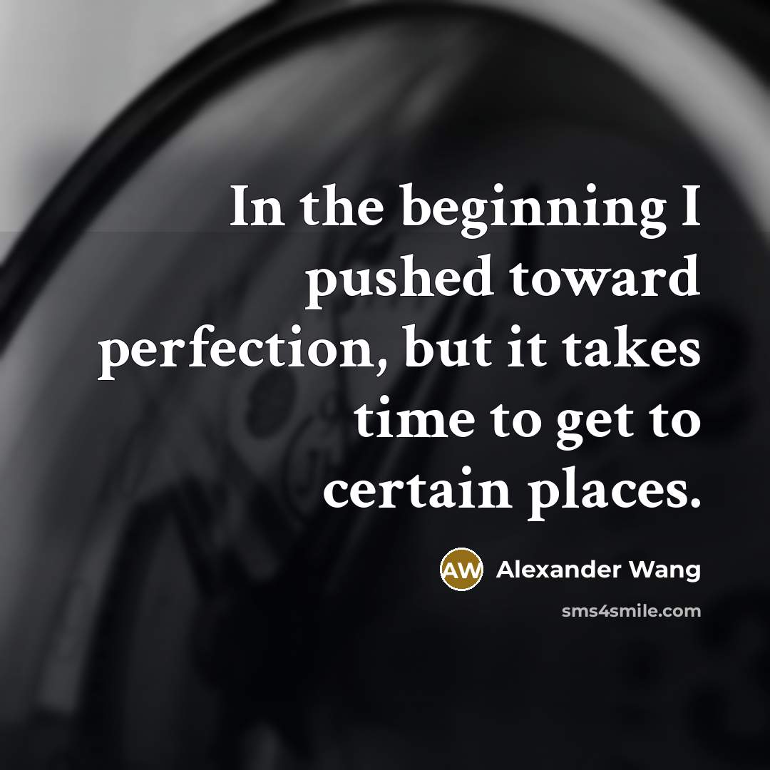 “In the beginning I pushed toward perfection, but it takes…” quote by Alexander Wang