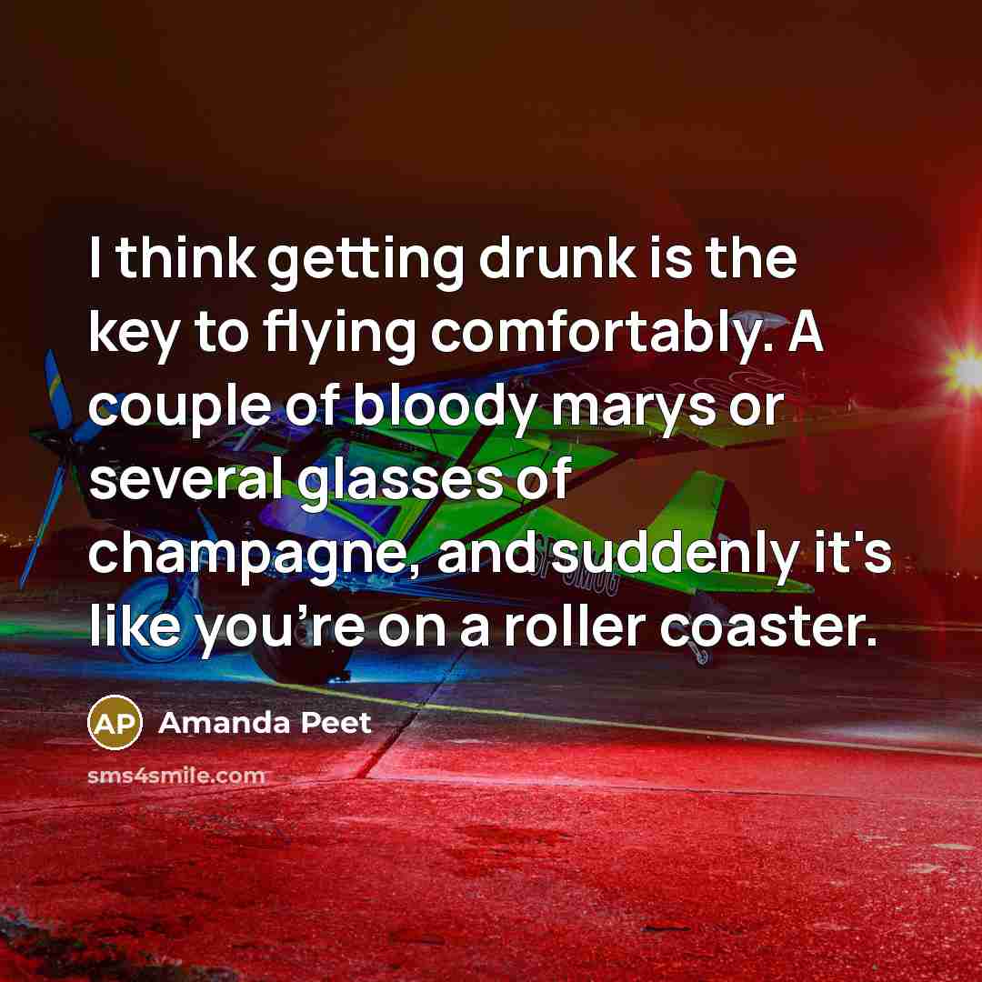 “I think getting drunk is the key to flying comfortably.…” quote by Amanda Peet