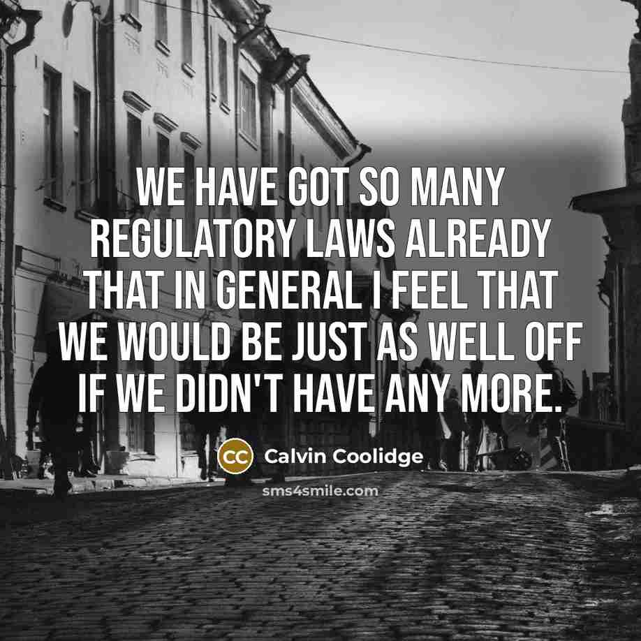 “We have got so many regulatory laws already that in…” quote by Calvin Coolidge