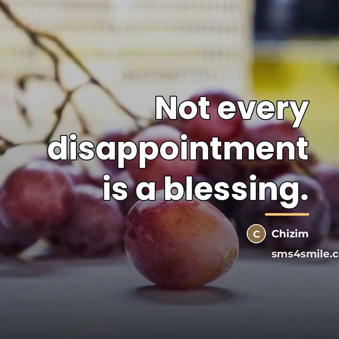 “Not every disappointment is a blessing.…” quote by Chizim