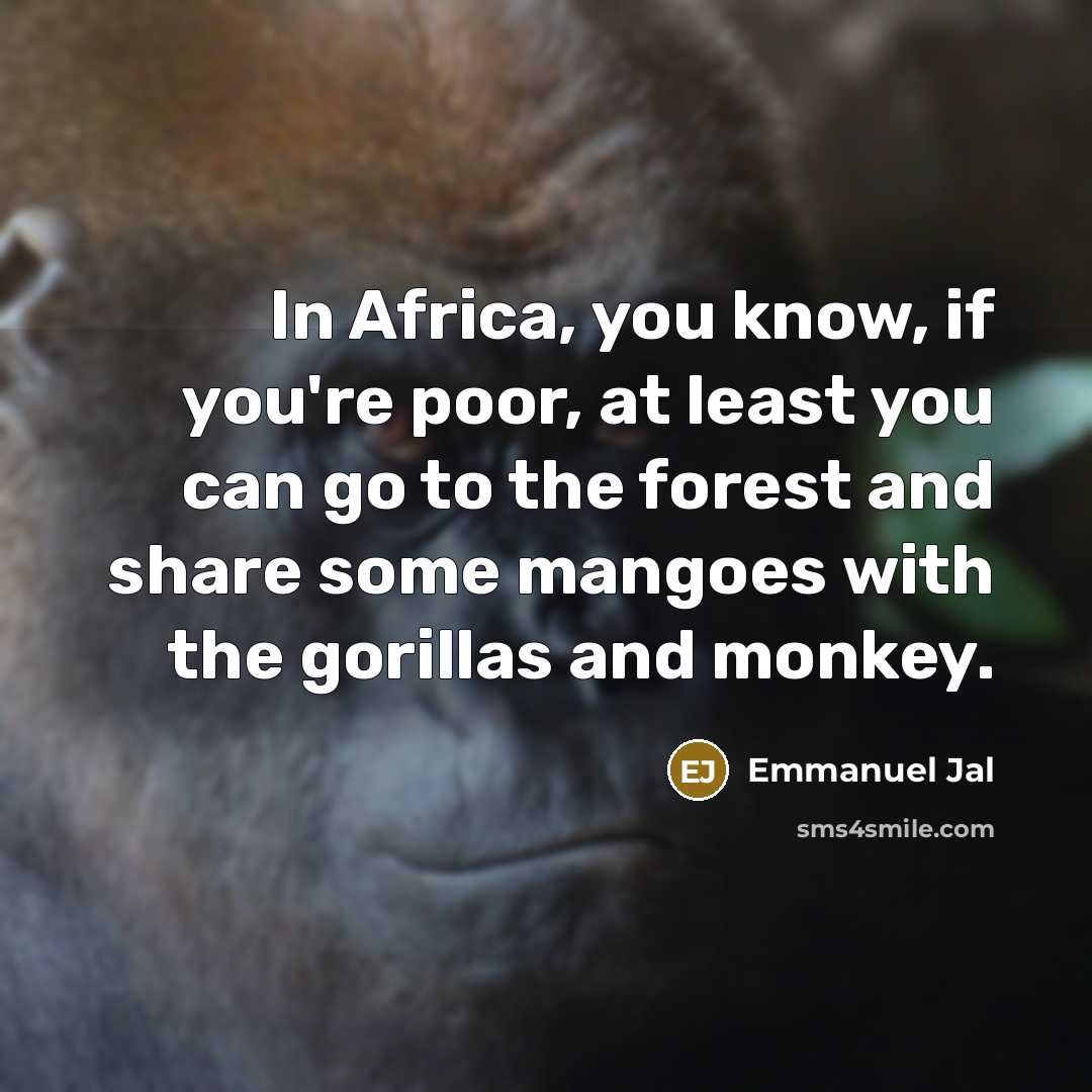 “In Africa, you know, if you're poor, at least you…” quote by Emmanuel Jal