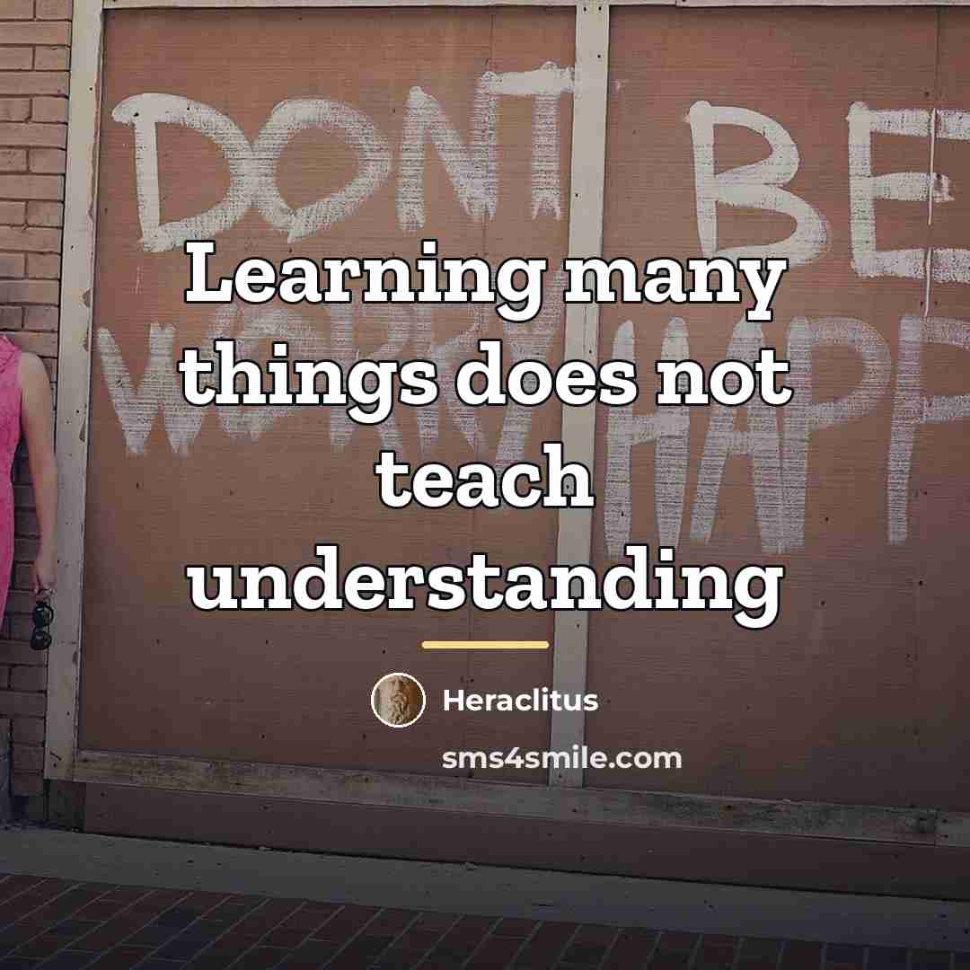 “Learning many things does not teach understanding…” quote by Heraclitus