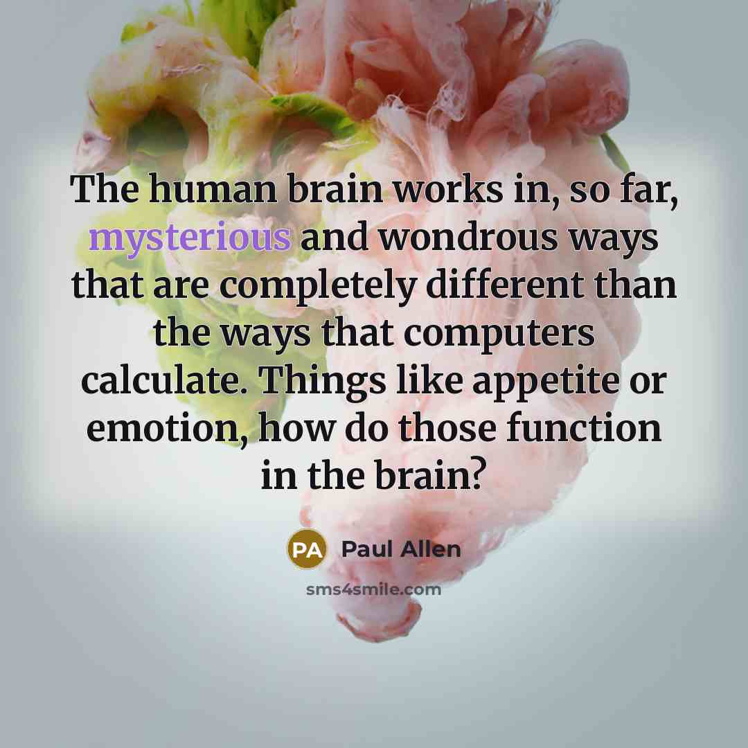 “The human brain works in, so far, mysterious and wondrous…” quote by Paul Allen