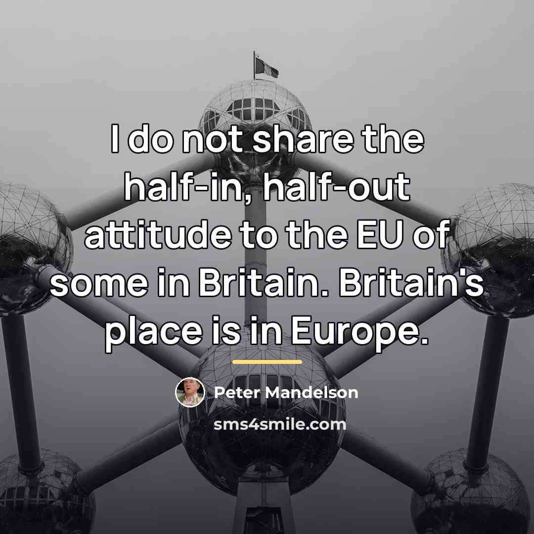 “I do not share the half-in, half-out attitude to the…” quote by Peter Mandelson