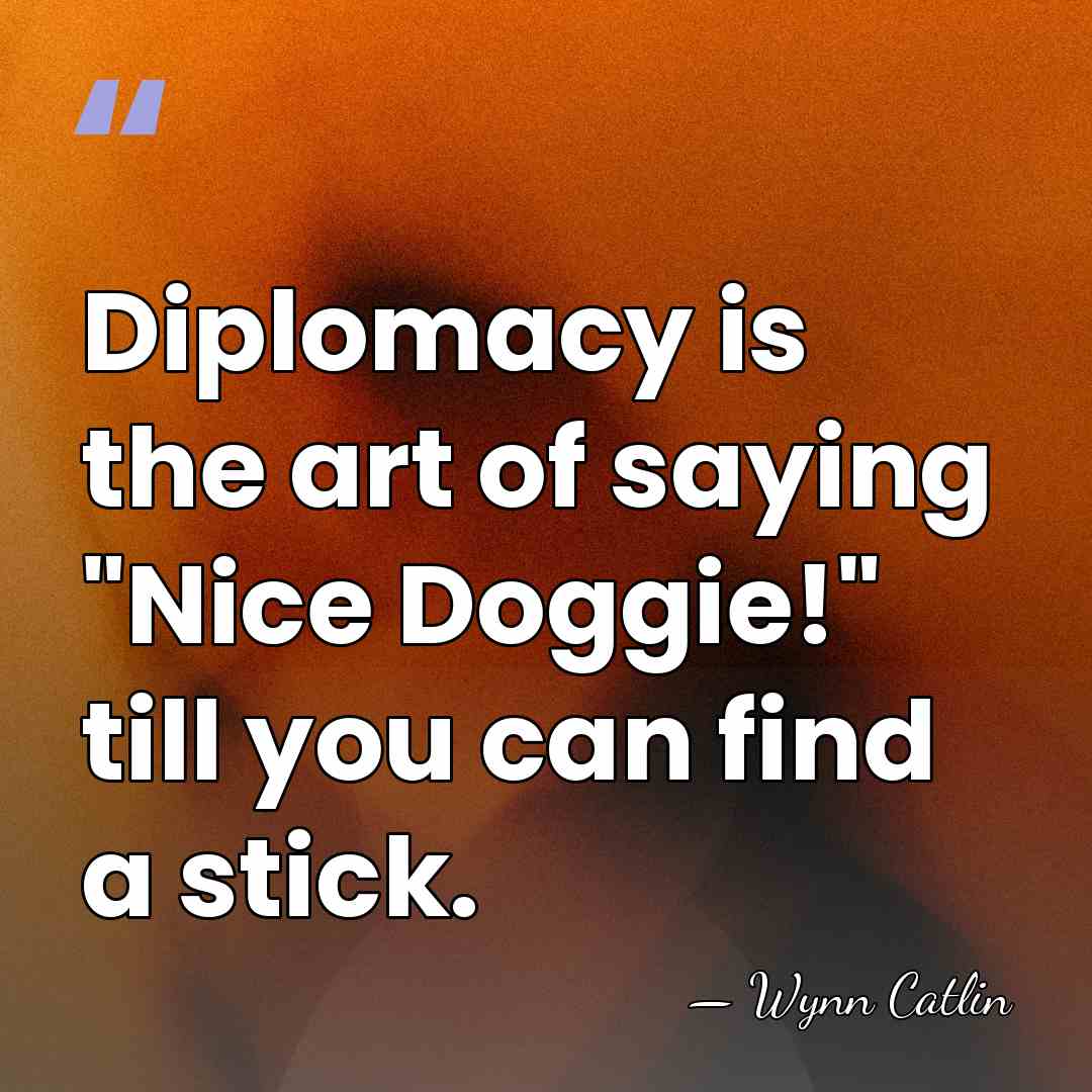 Diplomacy is the art of saying "Nice Doggie!" till you can find&hellip; - Wynn Catlin