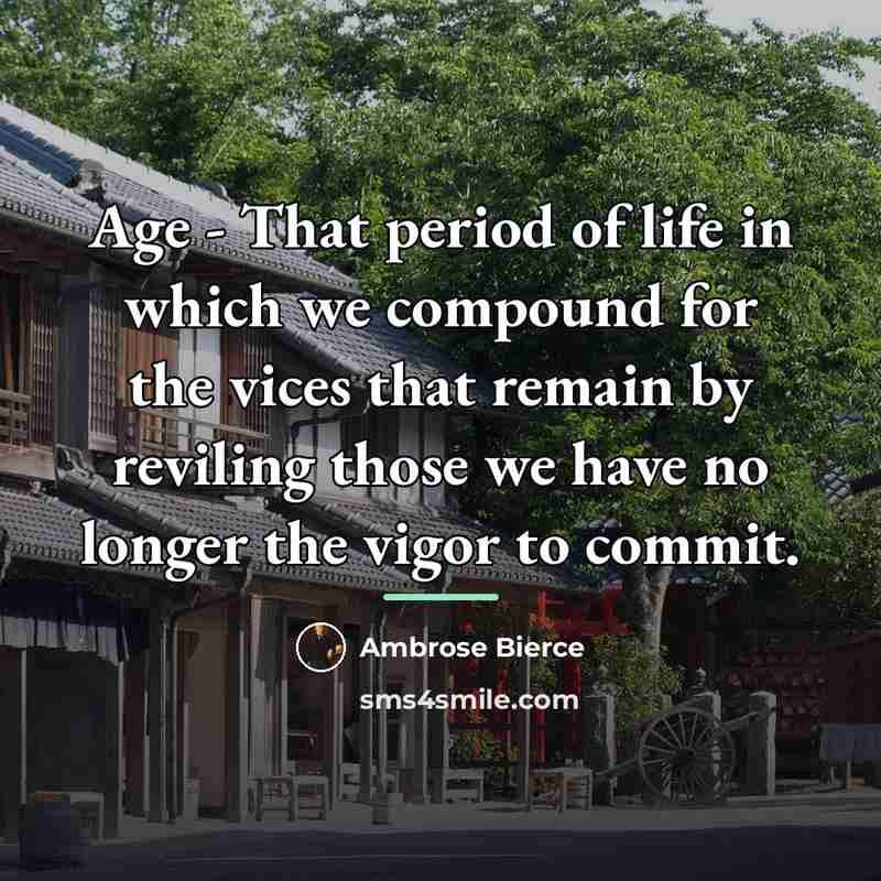 “Age - That period of life in which we compound…” quote by Ambrose Bierce