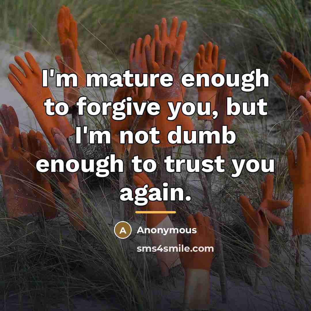 “I'm mature enough to forgive you, but I'm not dumb…” quote by Anonymous