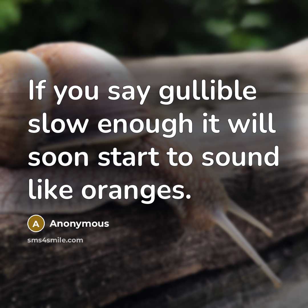 “If you say gullible slow enough it will soon start to sound like oranges.” quote by Anonymous