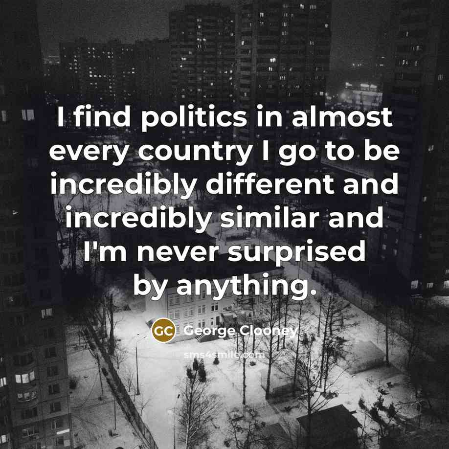 “I find politics in almost every country I go to…” quote by George Clooney