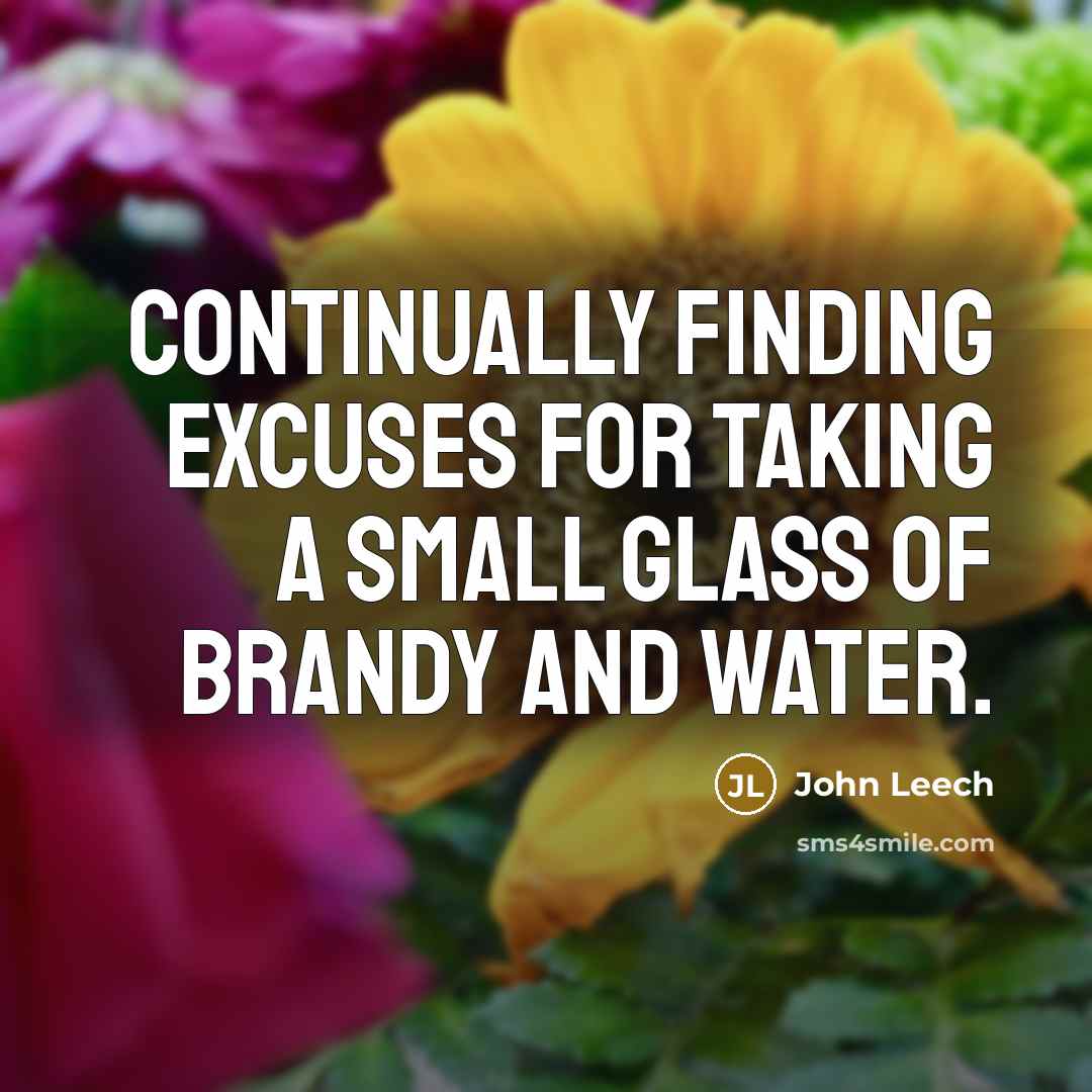 “Continually finding excuses for taking a small glass of brandy and water.” quote by John Leech