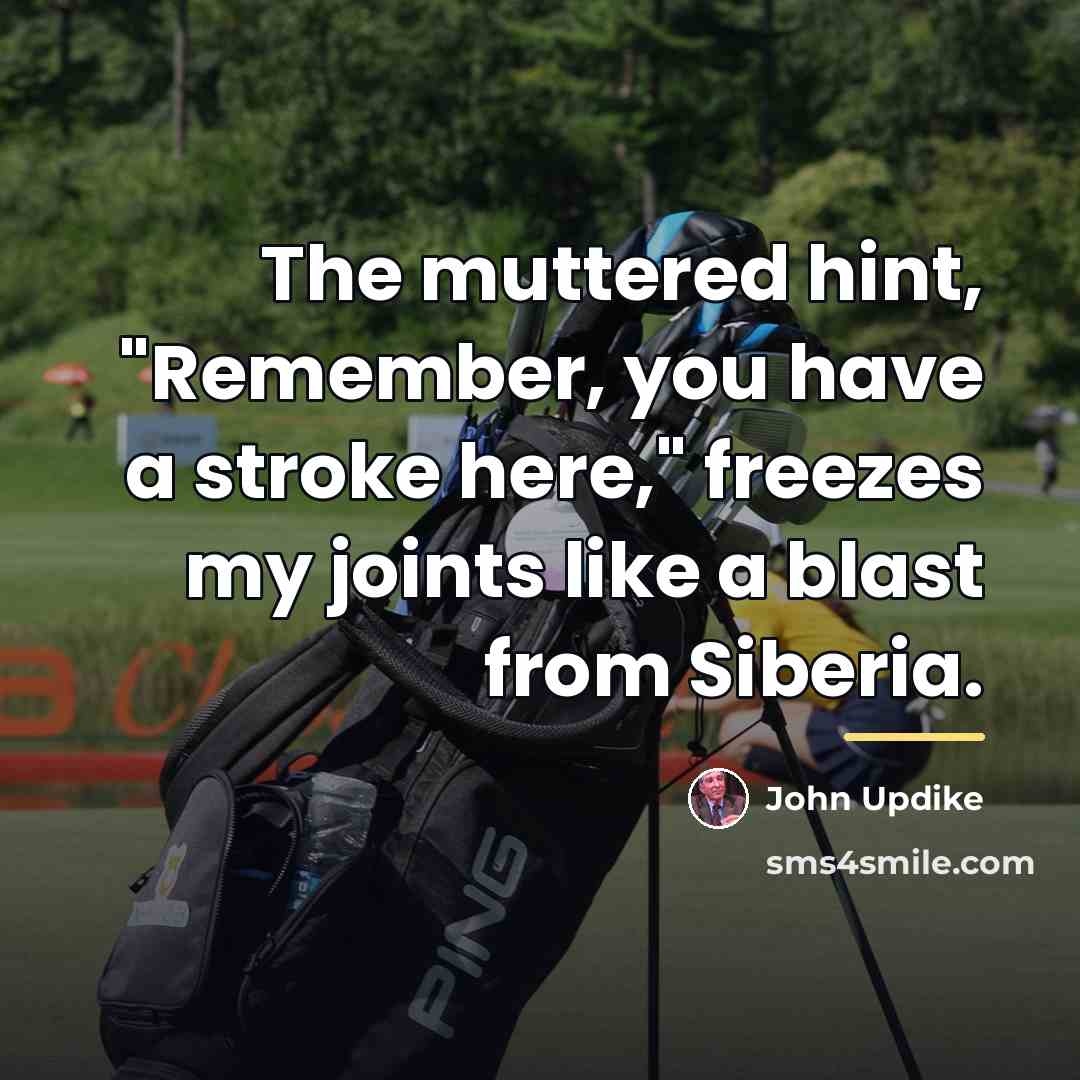 “The muttered hint, "Remember, you have a stroke here," freezes…” quote by John Updike