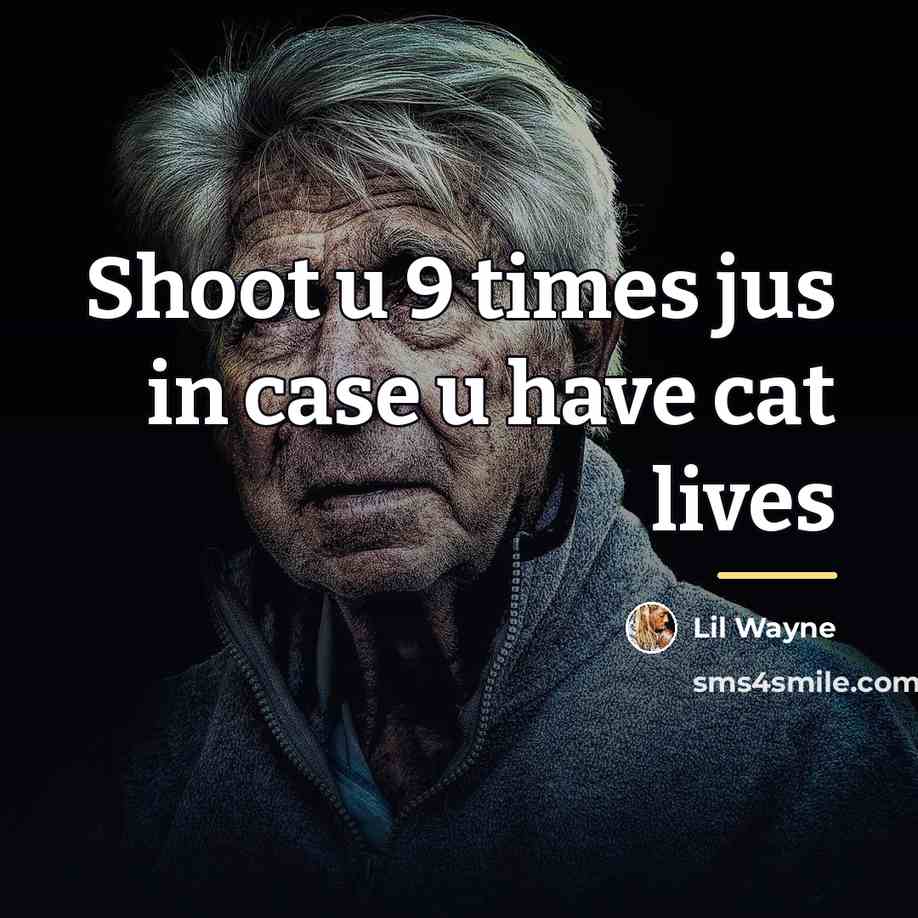 “Shoot u 9 times jus in case u have cat…” quote by Lil Wayne